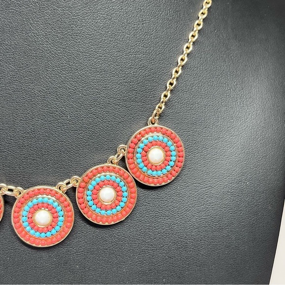 LC Liz Claiborne Southwestern Boho Beaded Statement Necklace 17-19" - Picture 4 of 12